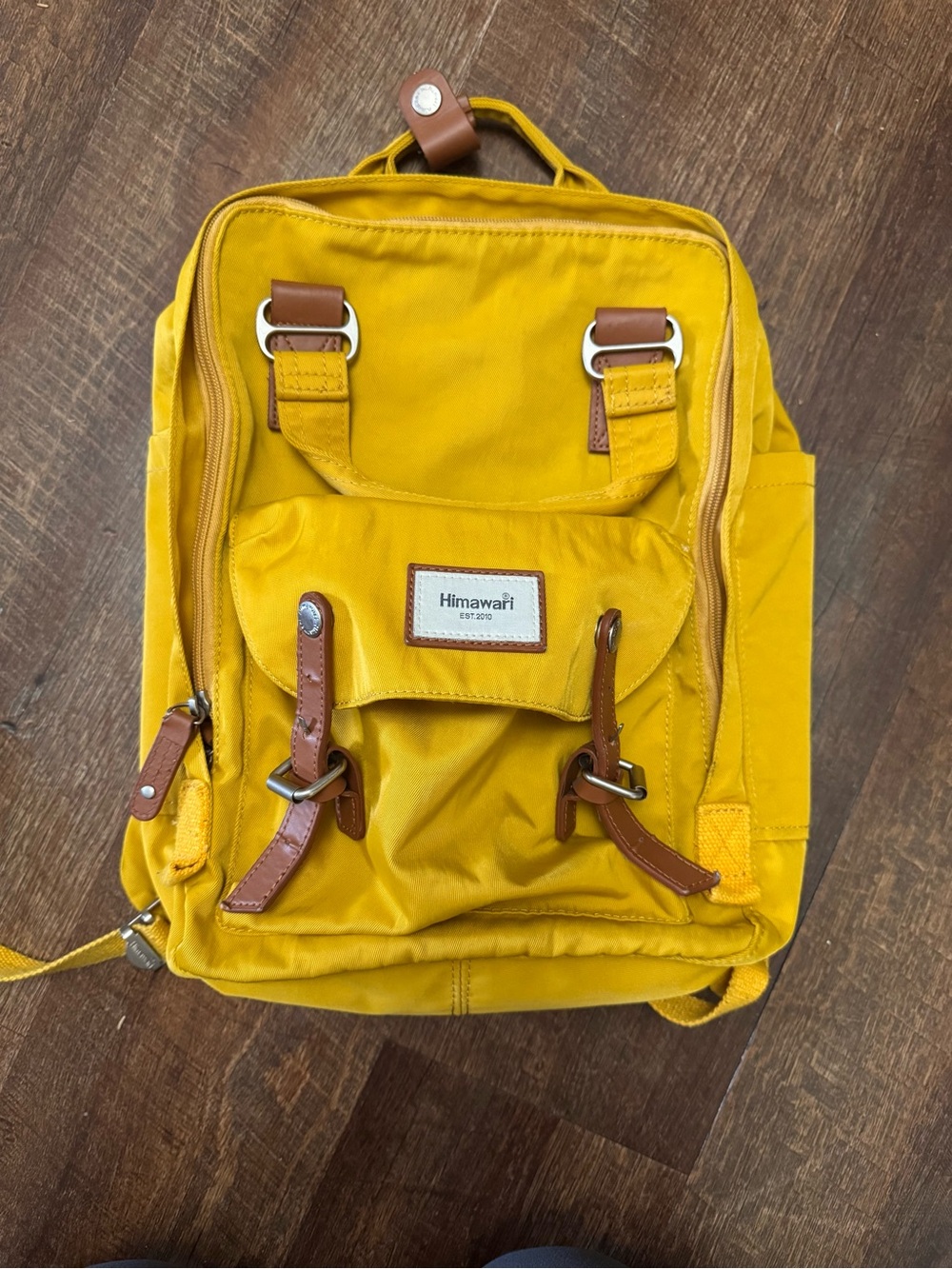Himawari Mustard Yellow Backpack Laptop Travel School Bag EUC BTS